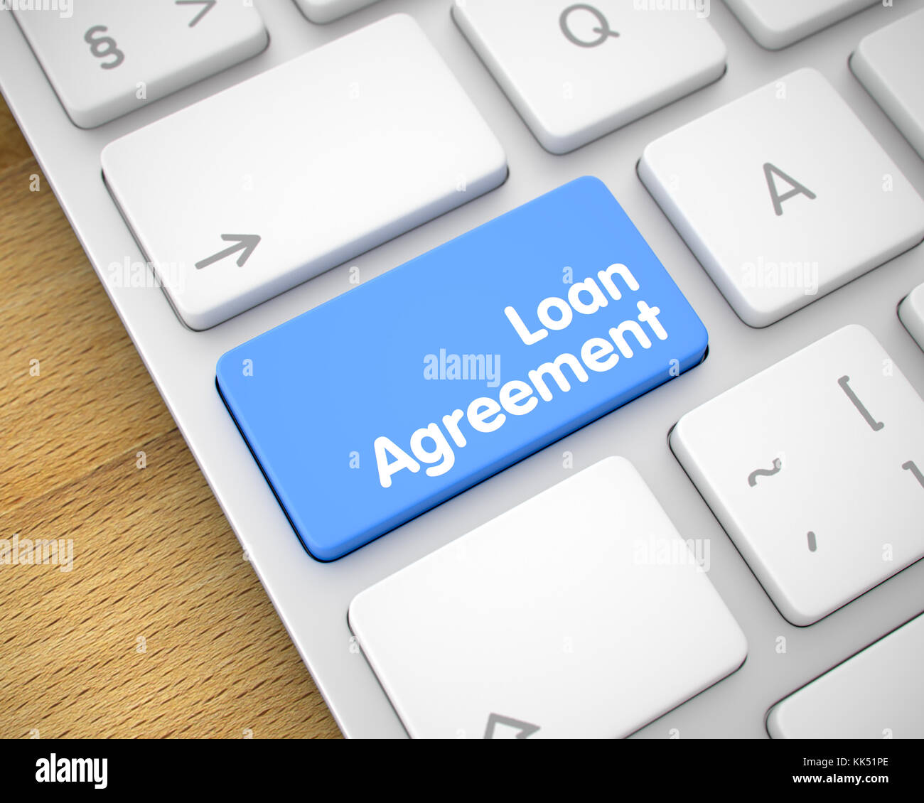 Accordo di prestito sul blu tastiera tastiera. 3d. Foto Stock
