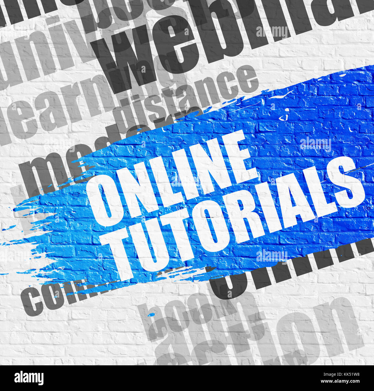 Tutorial online su muro bianco. Foto Stock