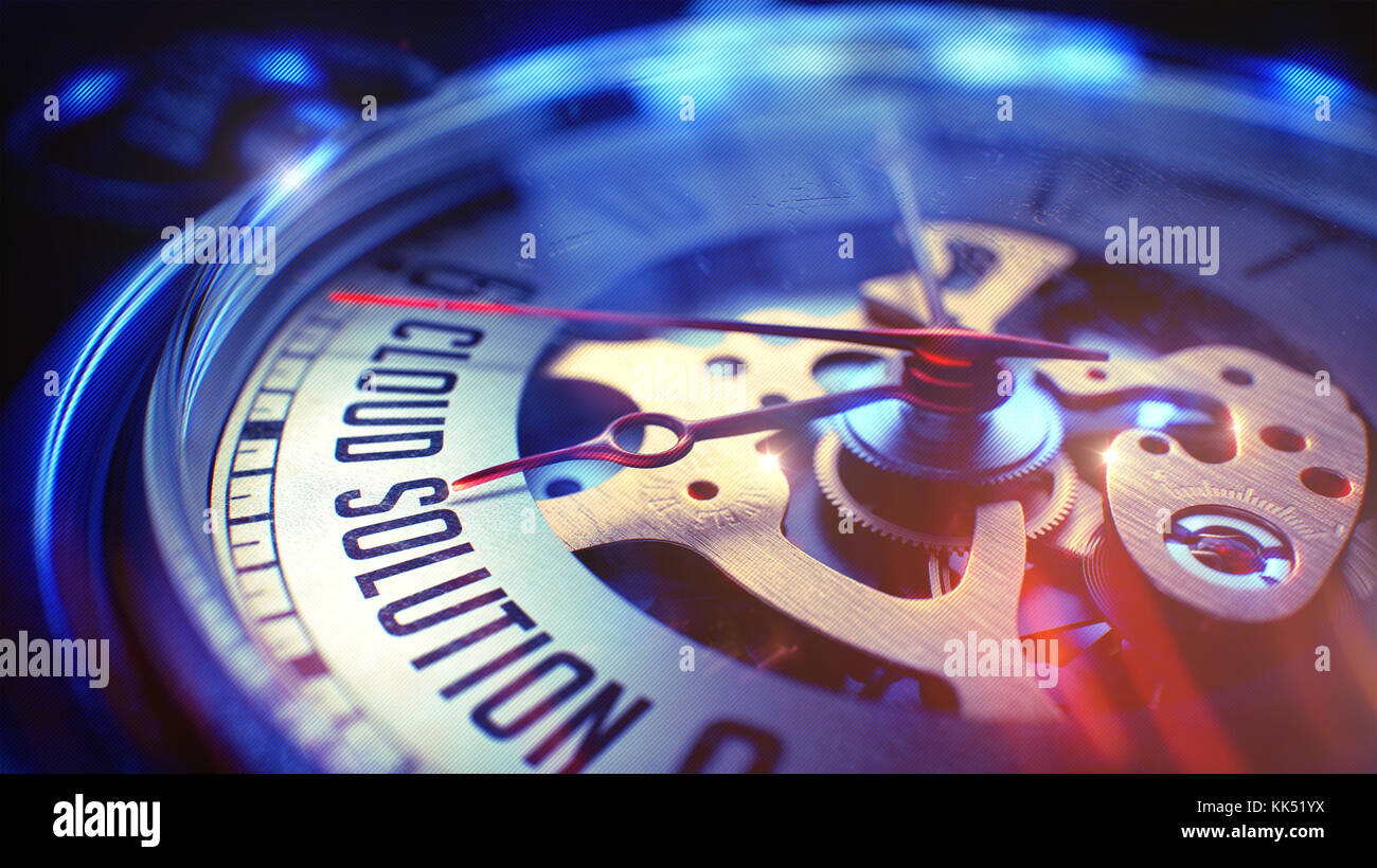 Soluzione cloud - iscrizione sul pocket watch. 3d. Foto Stock