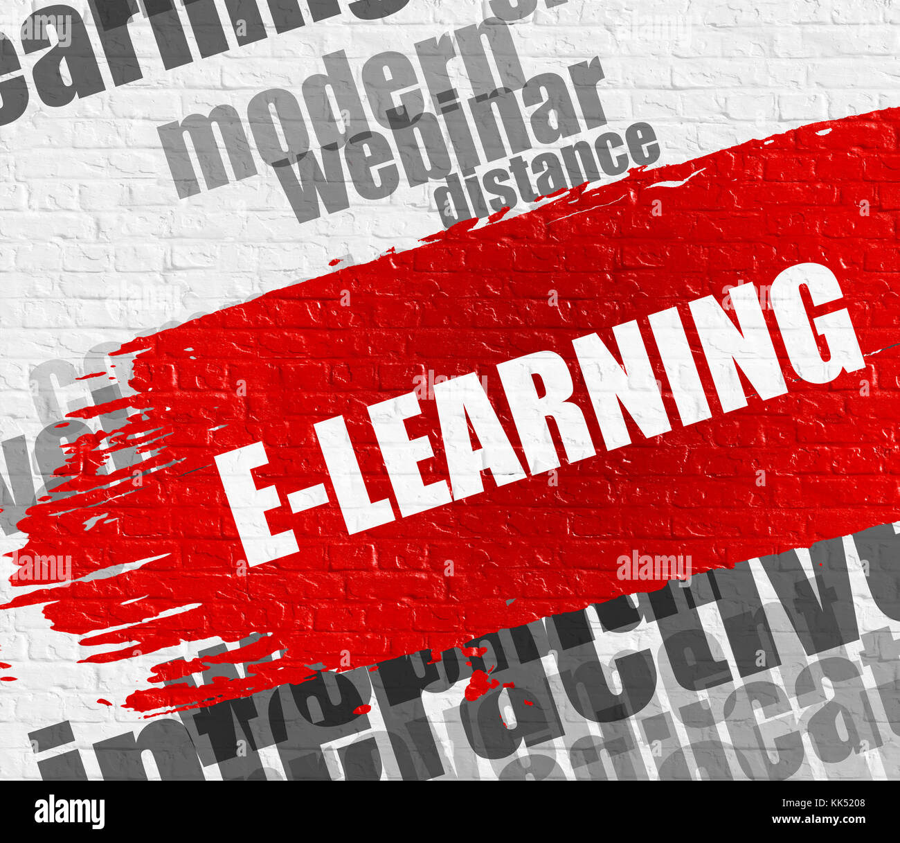 L'e-learning sulla brickwall. Foto Stock