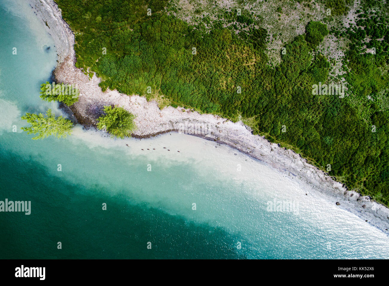 Vista aerea del litorale dell'isola sul Fiume St-Lawrence Foto Stock