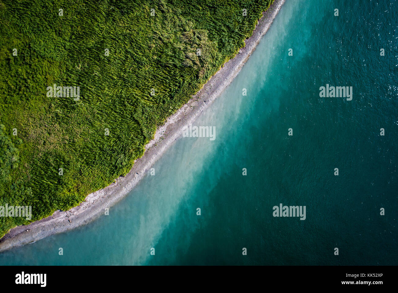 Vista aerea del litorale dell'isola sul Fiume St-Lawrence Foto Stock