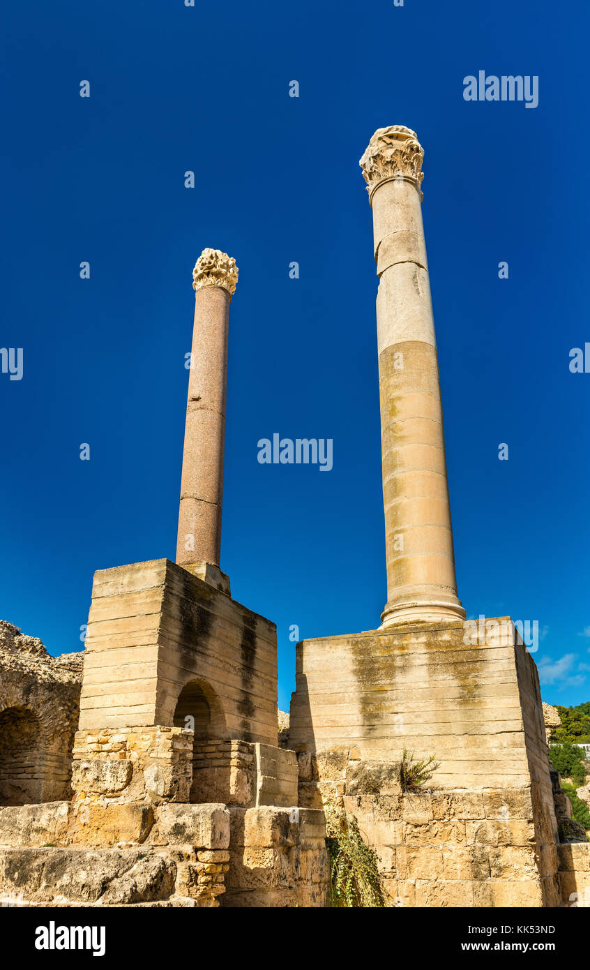 Le rovine delle terme di Antonino a Cartagine, Tunisia. Foto Stock