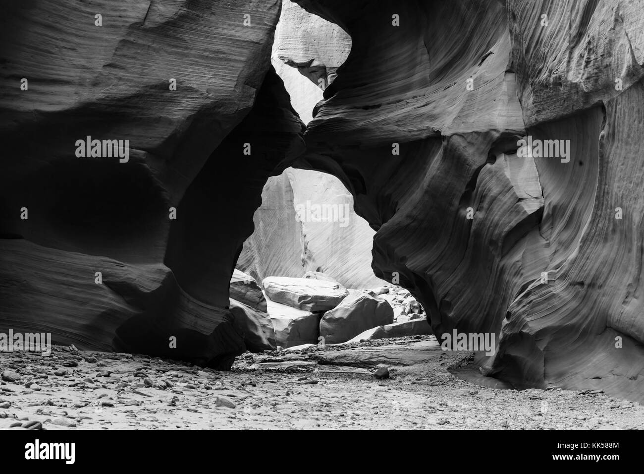 Slot canyon in grande scala escalante National Park nello Utah, Stati Uniti d'America. colorato insolite formazioni arenarie in deserti dello Utah sono popolare destinazione fo Foto Stock
