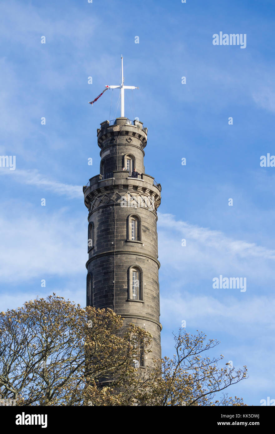 Il Monumento Nelson su Calton Hill, Edimburgo, Scozia, Regno Unito Foto Stock