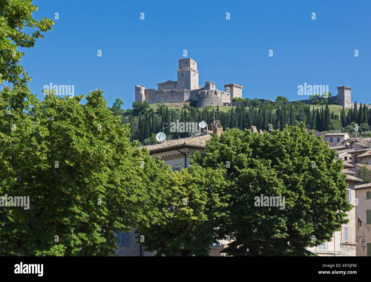 Assisi, la provincia di perugia, umbria, Italia. rocca maggiore. Castello del XII sec.. Foto Stock