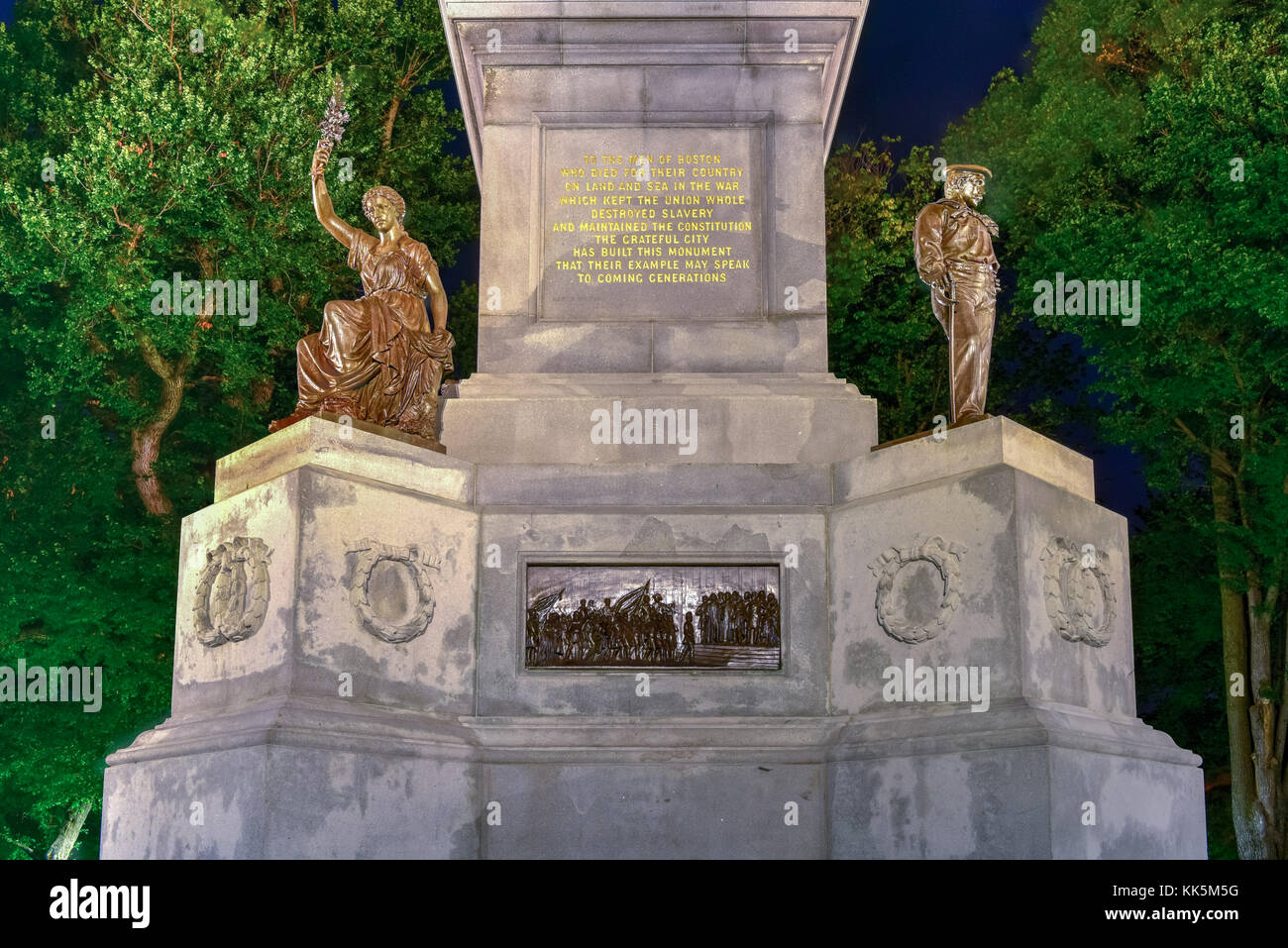 I soldati e marinai monumento su Boston Common a Boston negli Stati Uniti Commonwealth of Massachusetts, è stato eretto in memoria del Massachusetts soldie Foto Stock