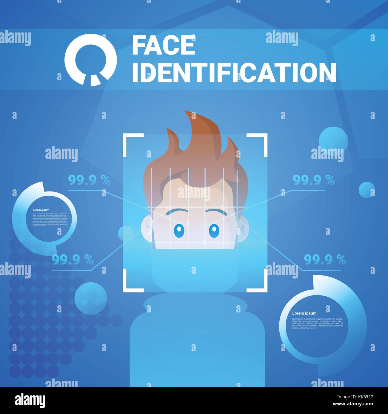 Faccia la tecnologia di identificazione scannig uomo sistema di controllo accessi biometrici concetto di riconoscimento Illustrazione Vettoriale