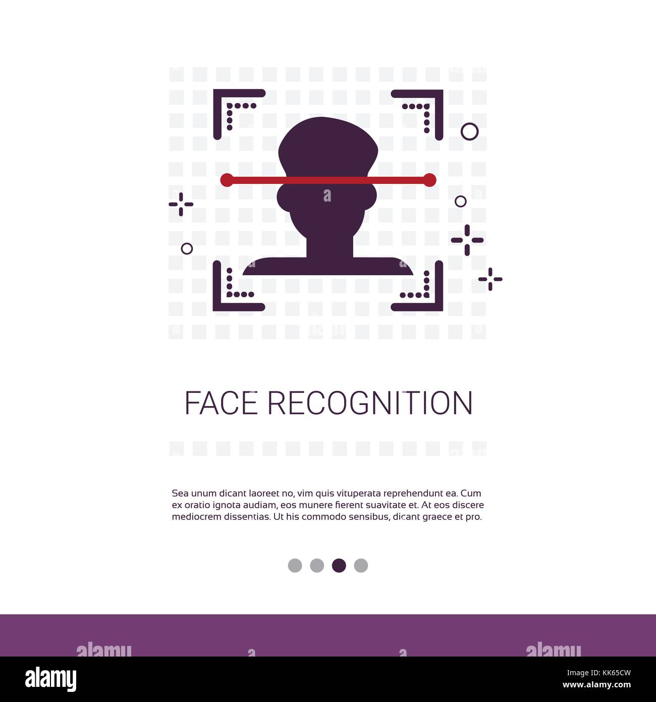 Sistema di riconoscimento facciale biometrico di concetto di identificazione di banner per il web con spazio di copia Illustrazione Vettoriale