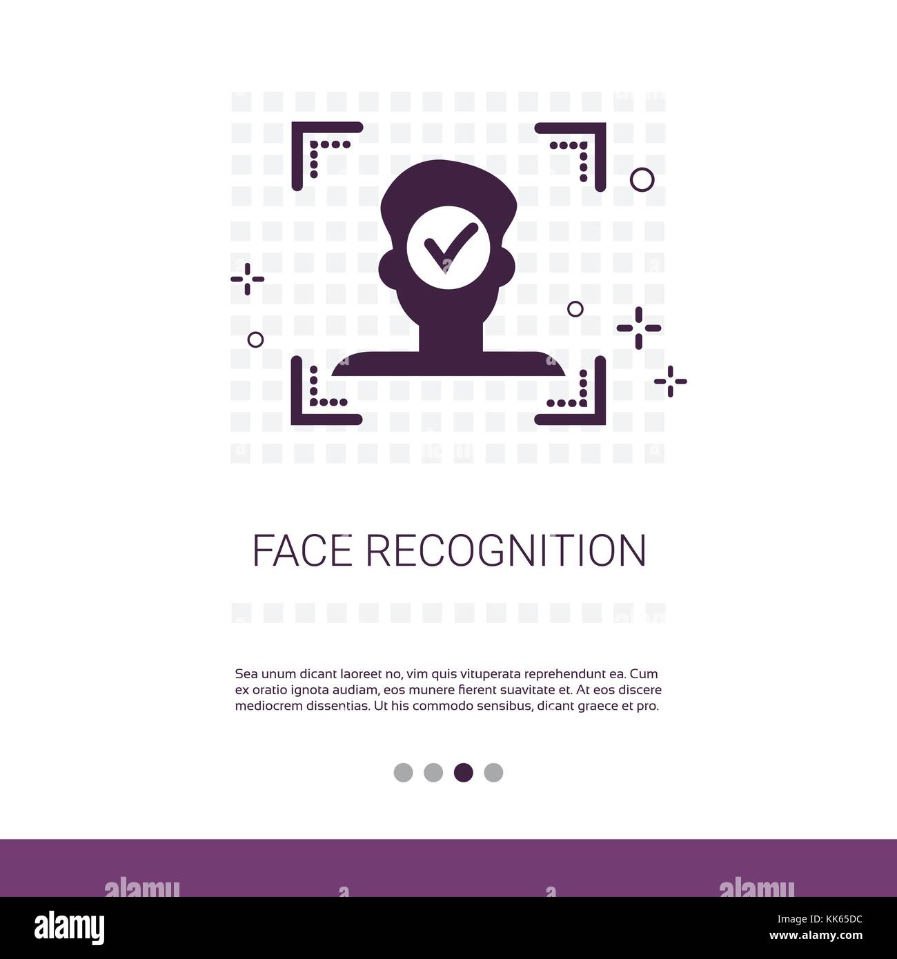 Identificazione biometrica concept web banner con spazio copia sistema di riconoscimento facciale Illustrazione Vettoriale