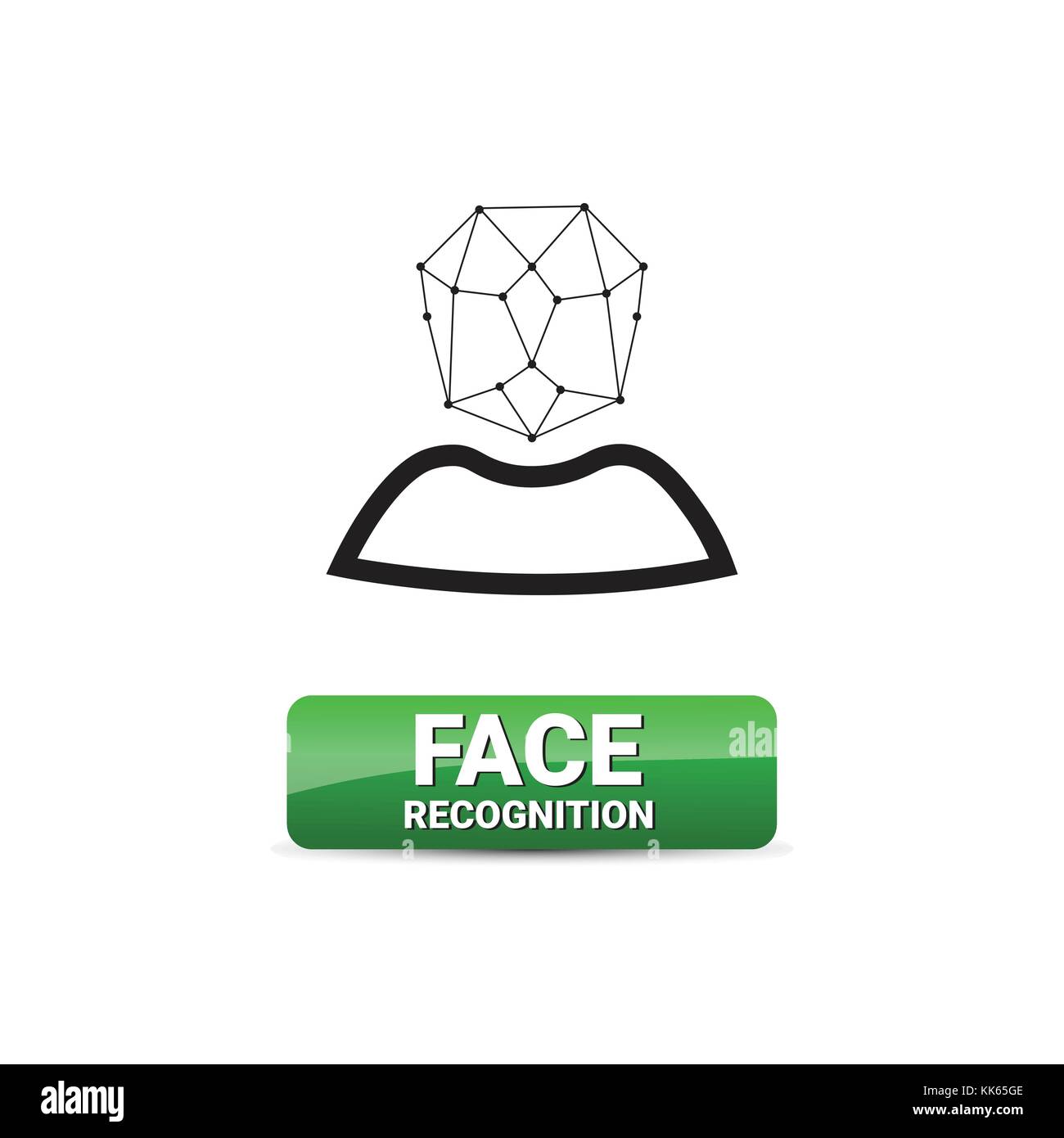 Il riconoscimento del volto di accesso al pulsante di sistema di controllo la tecnologia di scansione di identificazione biometrici concept Illustrazione Vettoriale