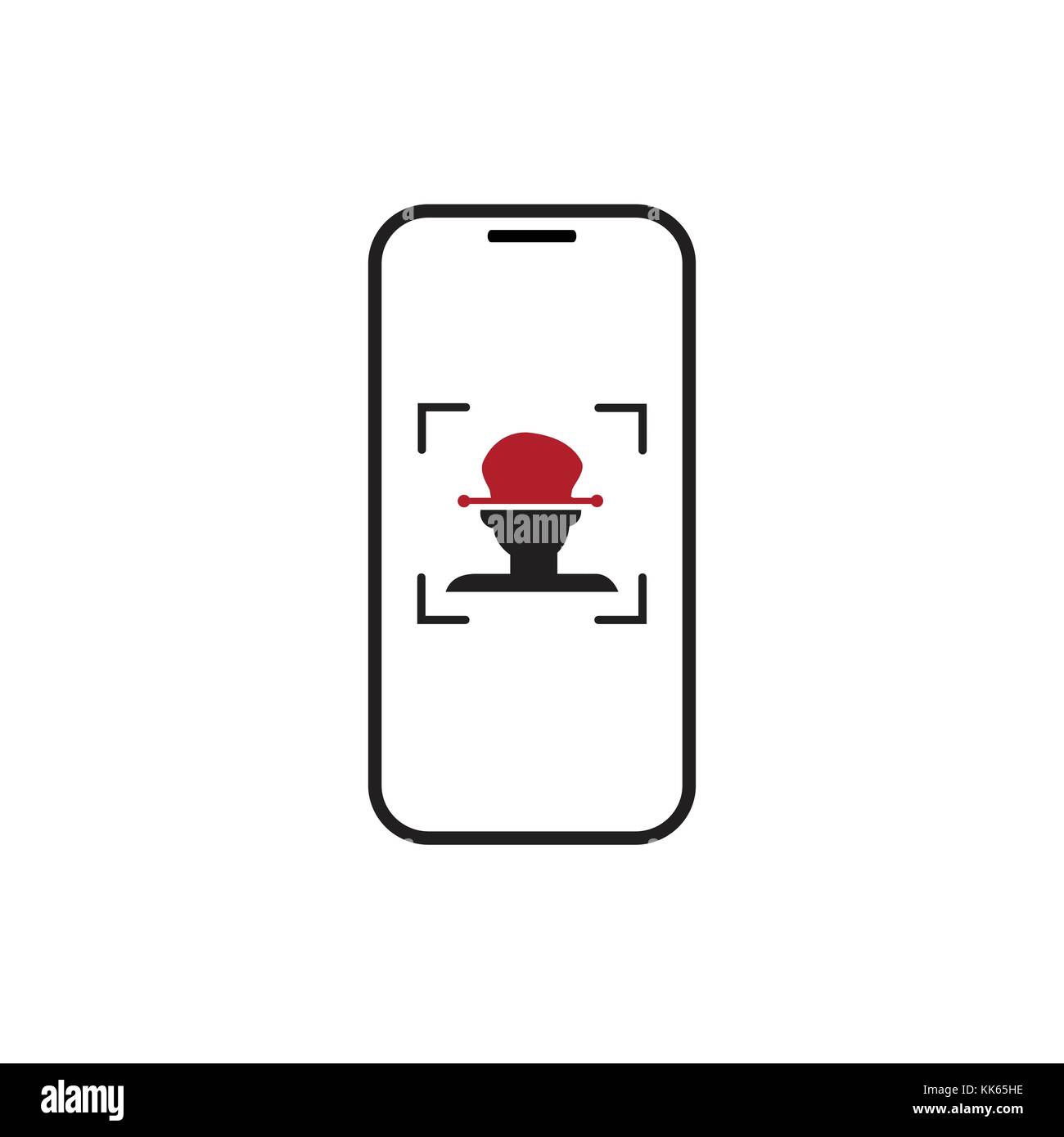 La faccia di scansione del sistema di riconoscimento smart icona del telefono Illustrazione Vettoriale