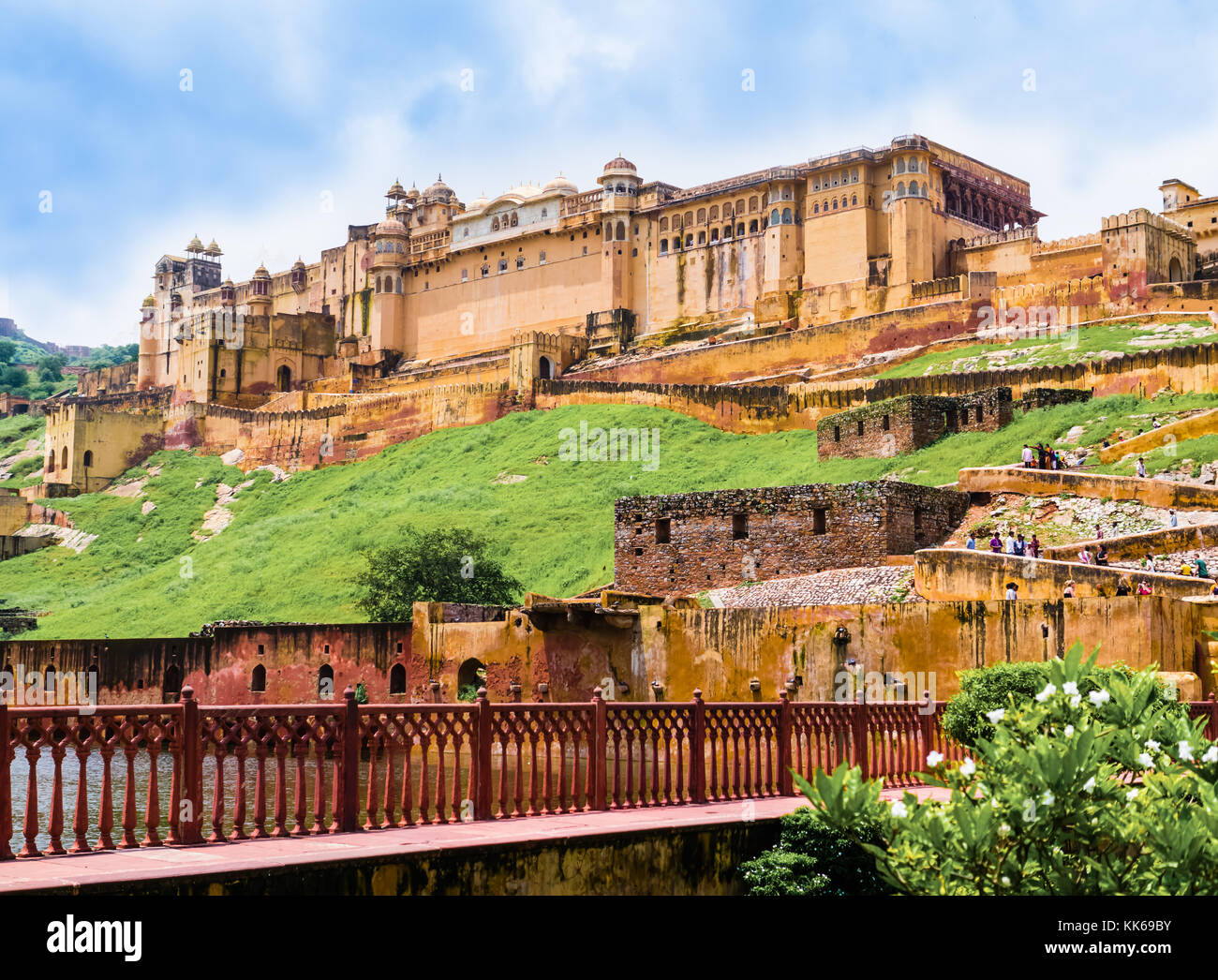 India Rajasthan, vista panoramica del forte amber vicino a Jaipur Foto Stock