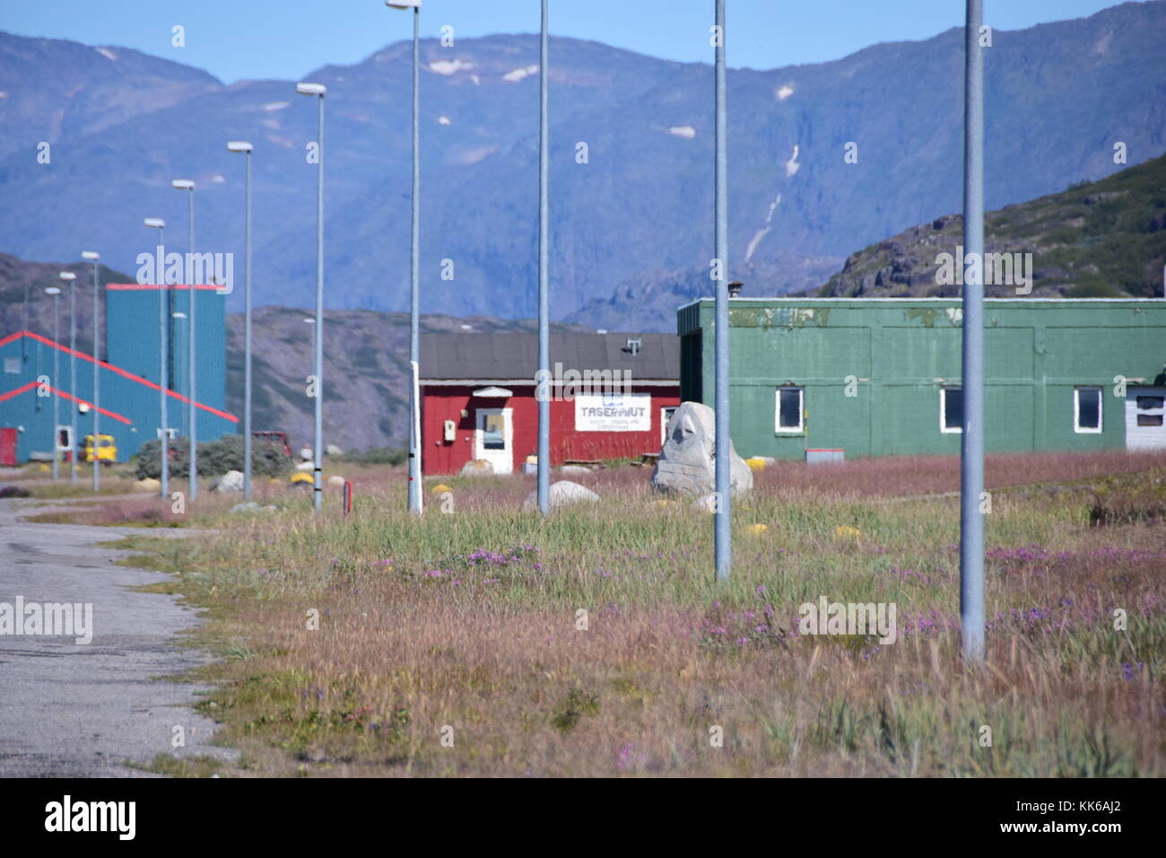 Street view / scena. Narsarsuaq, Groenlandia. Agosto 2017 Foto Stock