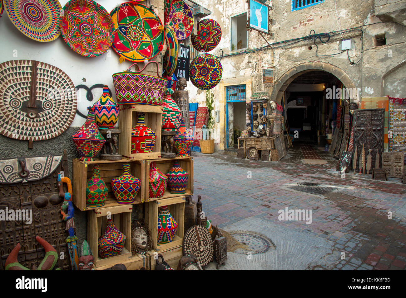 Negozi a Essaouira, maroc Foto Stock
