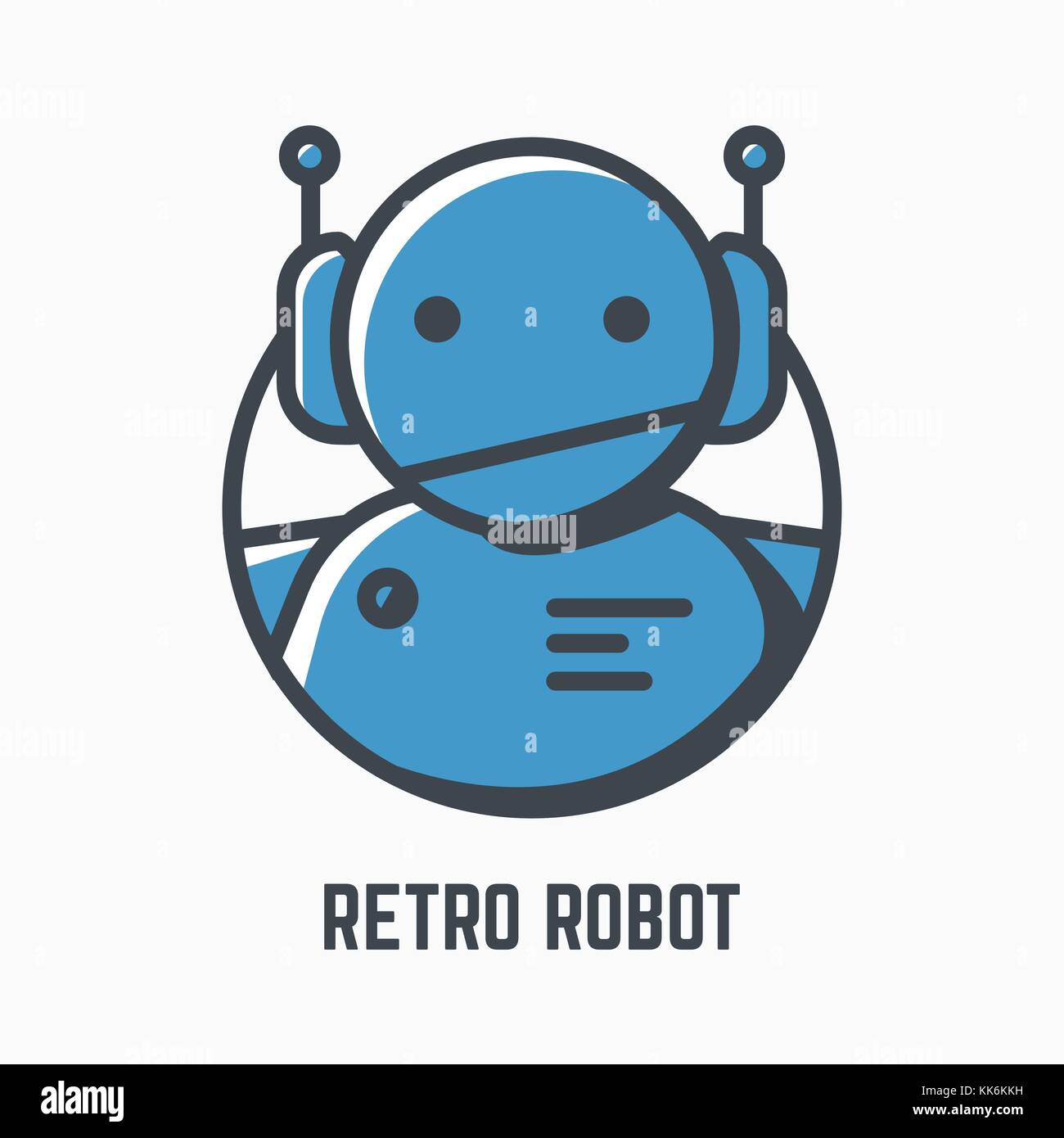 Retrò logo robot Illustrazione Vettoriale