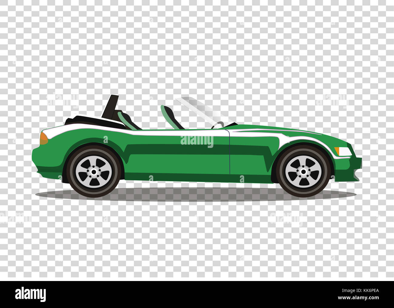 Verde cartoon moderno cabriolet auto isolato su sfondo trasparente. Auto Sportive. Illustrazione Vettoriale. Clip Art. Foto Stock