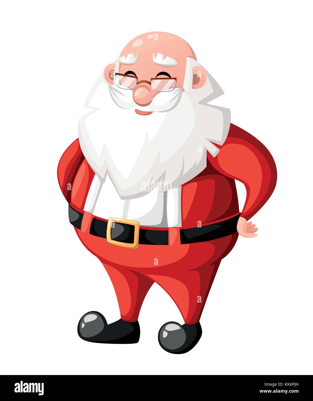 Sorridente cartoon di natale santa claus carattere senza hat hat carattere vacanze illustrazione vettoriale isolati su sfondo bianco sito web pagina e m Illustrazione Vettoriale