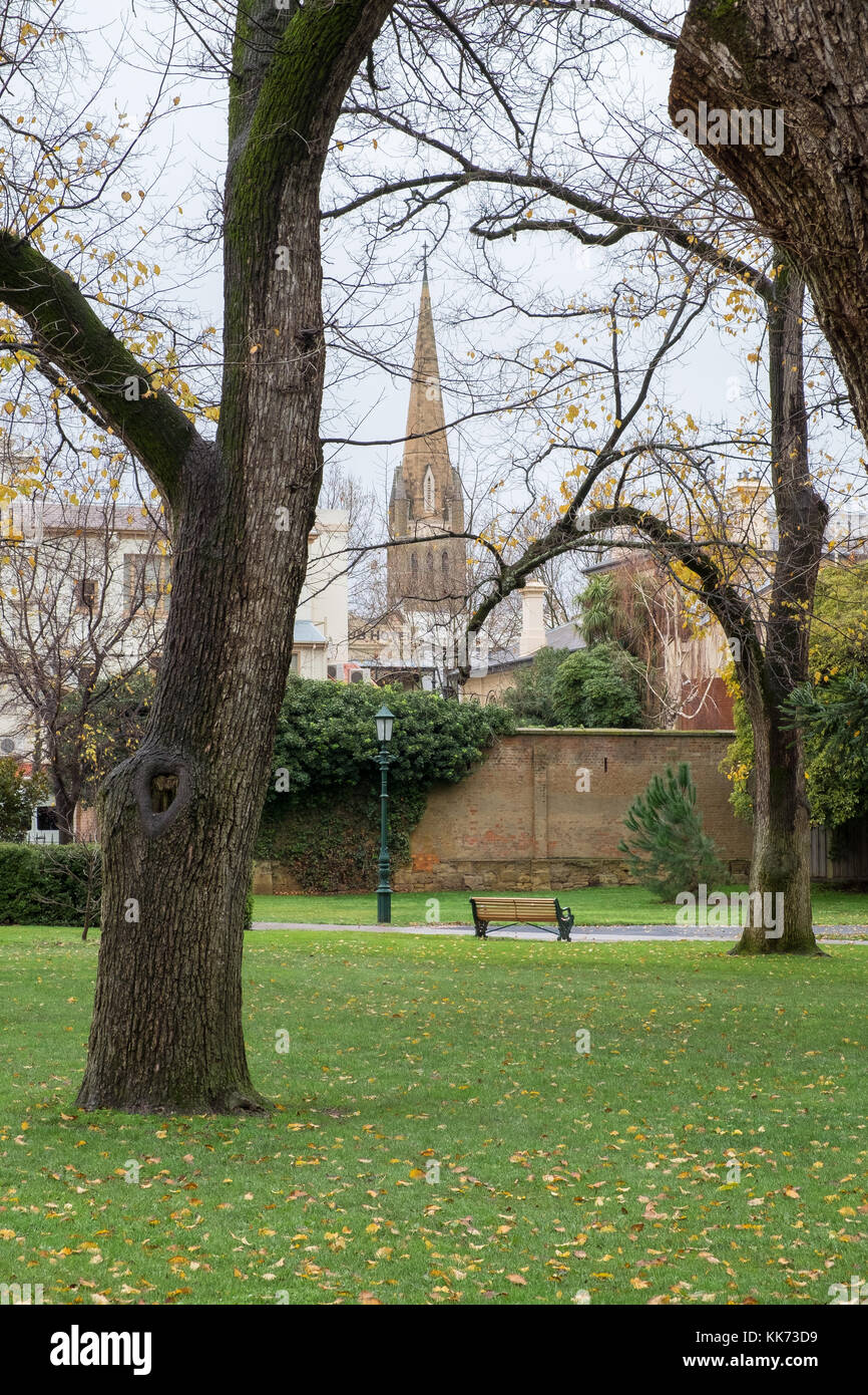 Bendigo, la cattedrale del Sacro Cuore da rosalind park Foto Stock