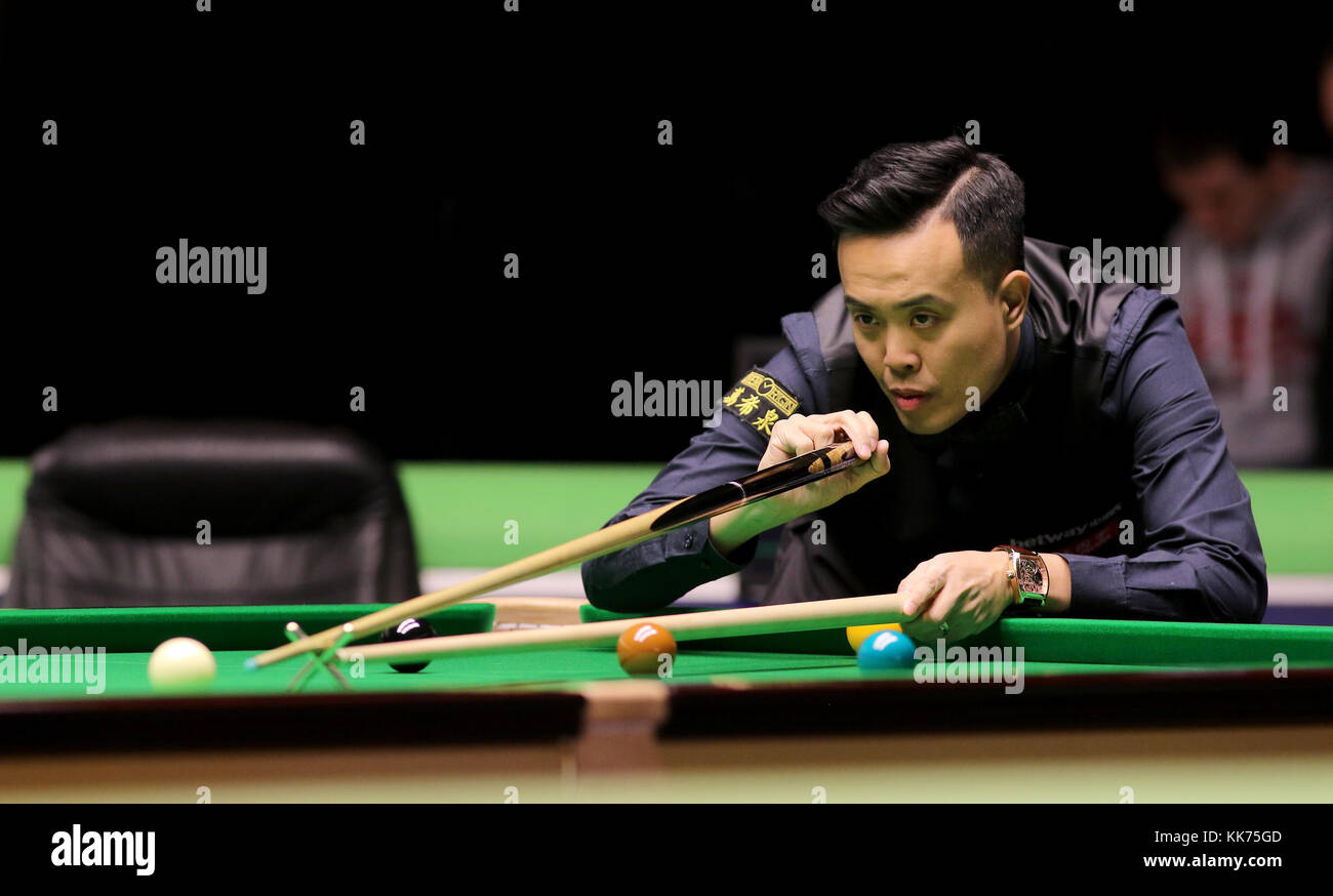 Marco fu il giorno uno del 2017 uk Betway Champions al York Barbican, York. Stampa foto di associazione. Picture Data: martedì 28 novembre, 2017. Vedere PA storia SNOOKER York. Foto di credito dovrebbe leggere: Richard Venditori/filo PA Foto Stock