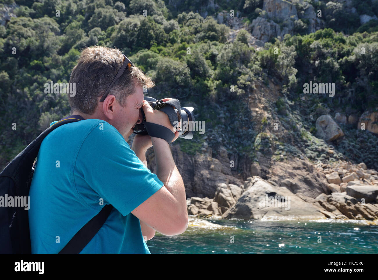 Viaggiando lungo il litorale di Corsica Foto Stock