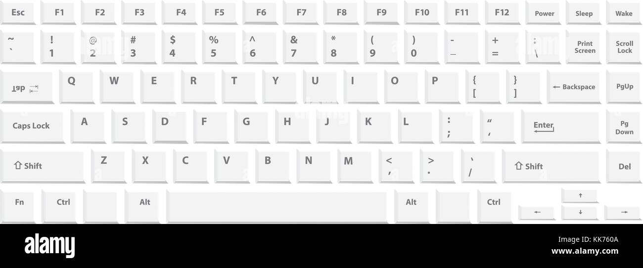 Tastiera bianca per laptop o computer su sfondo bianco Illustrazione Vettoriale