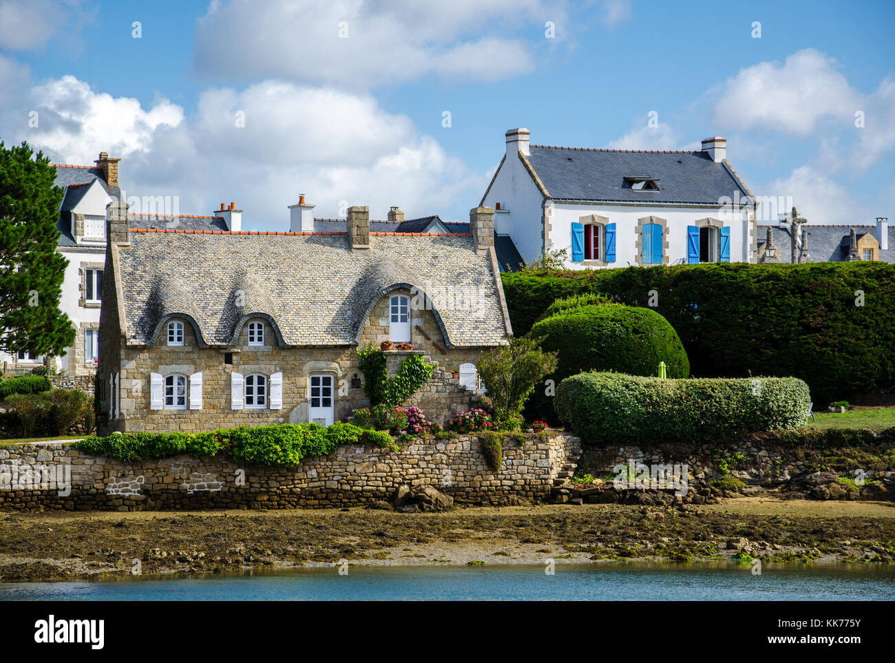 Tipico villaggio francese di saint cado in Bretagna Foto Stock