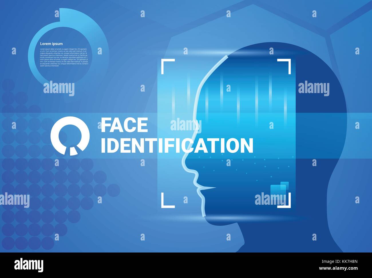 Di fronte al sistema di identificazione scansione accesso moderna tecnologia di controllo biometrici concetto di riconoscimento Illustrazione Vettoriale