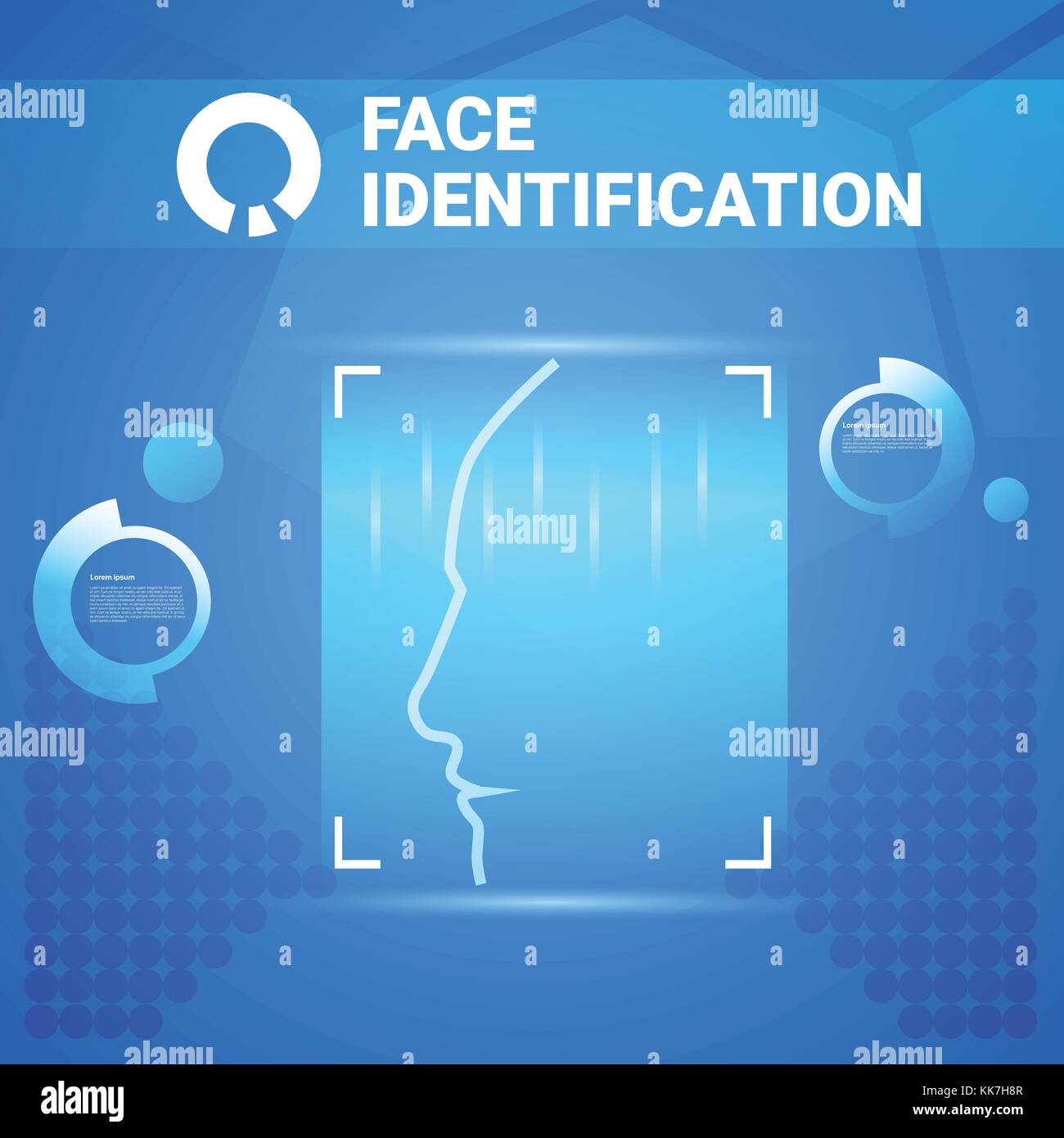 Di fronte al sistema di identificazione scansione accesso moderna tecnologia di controllo biometrici concetto di riconoscimento Illustrazione Vettoriale
