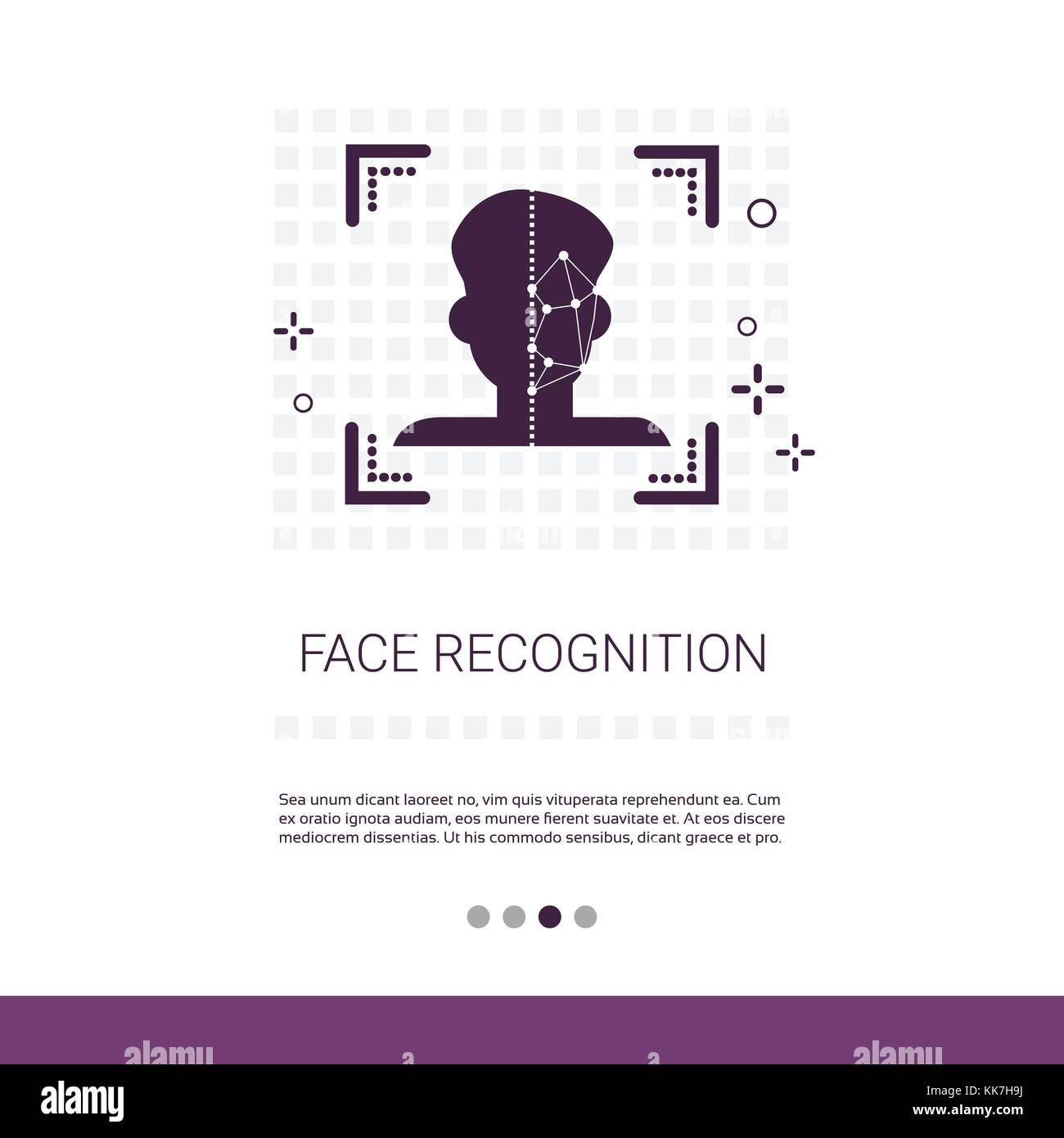 Identificazione biometrico di riconoscimento facciale il concetto di sistema di banner per il web con spazio di copia Illustrazione Vettoriale