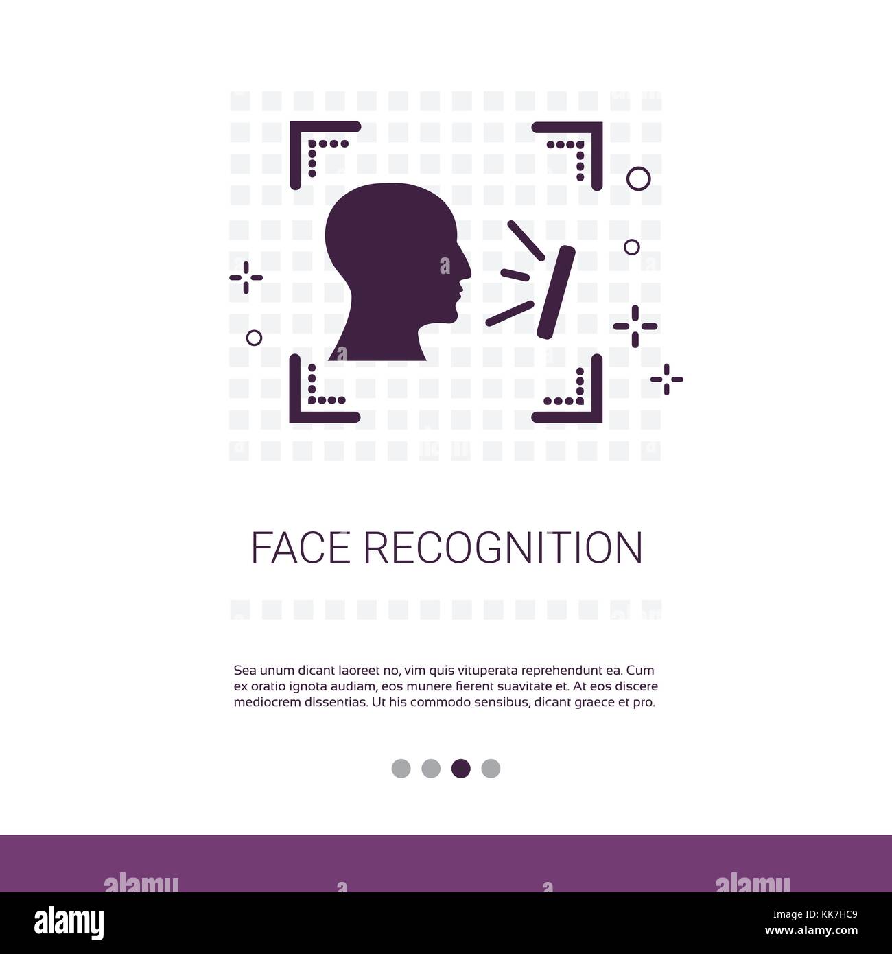 Sistema di riconoscimento facciale banner con spazio di copia Illustrazione Vettoriale