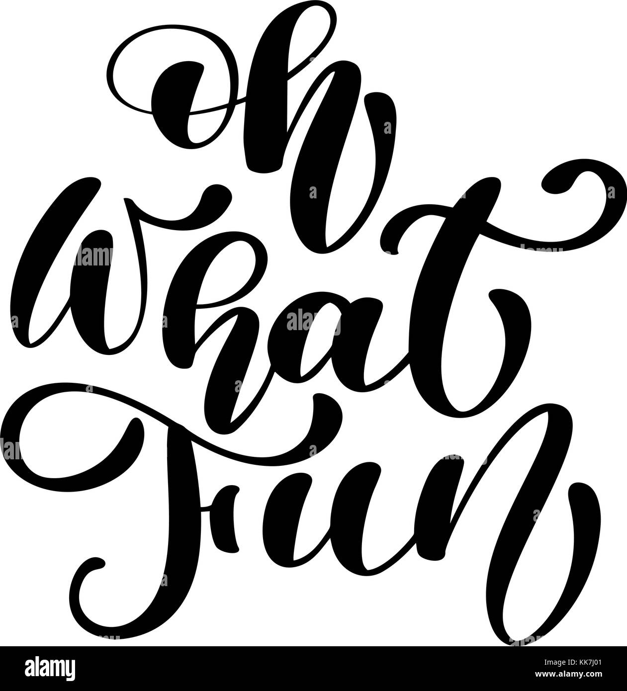 Oh che cosa divertente natale calligrafia pennello isolati su sfondo bianco. Spazzola di vernice illustrazione, preventivo per realizzare biglietti di auguri, tatuaggi, gli inviti per le vacanze Illustrazione Vettoriale