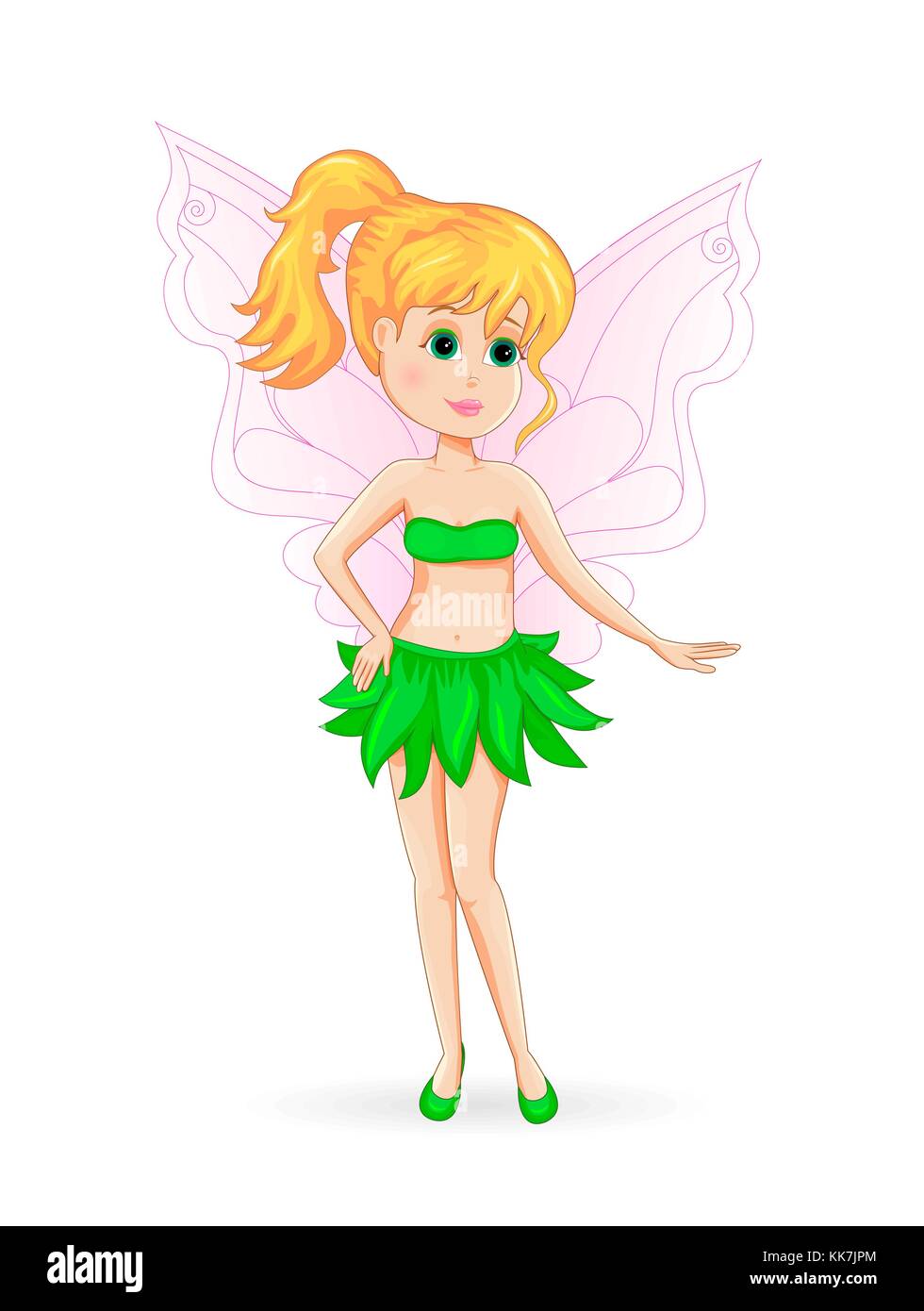 Petite fata verde. fata verde. carino fairy su uno sfondo bianco. Illustrazione Vettoriale