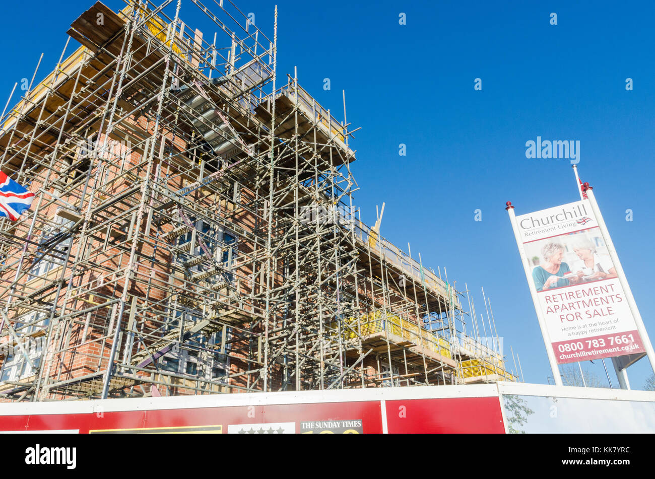 Churchill Pensione Appartamenti in costruzione nell'area Quinton di Birmingham sul sito di un ex public house Foto Stock