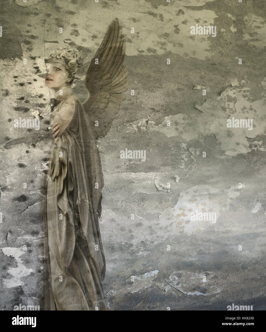 Fantasy background artistico che rappresenta una donna angelo Foto Stock