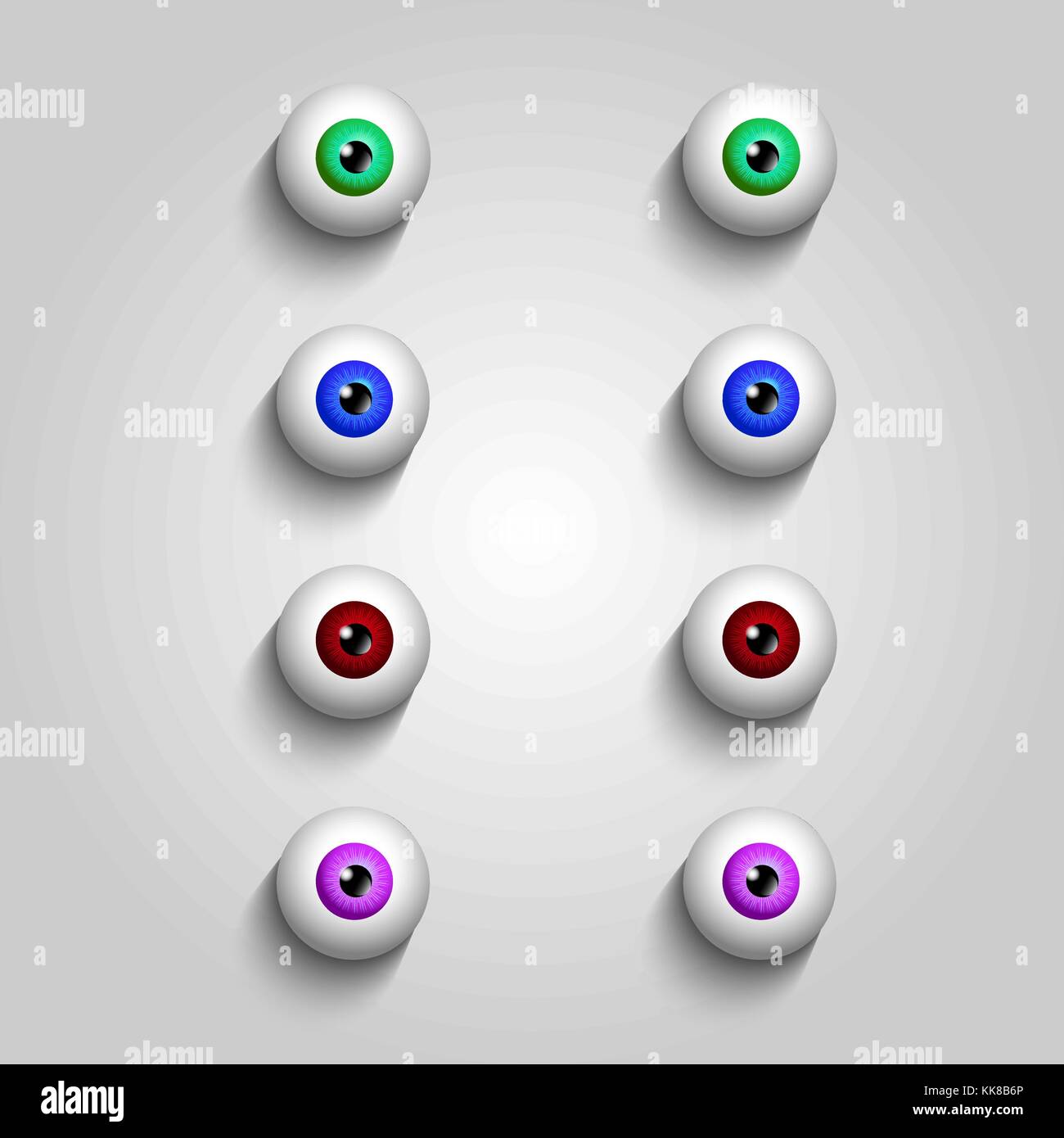 Set di bulbi oculari colorati isolati su sfondo bianco. Illustrazione Vettoriale, clip art. Illustrazione Vettoriale