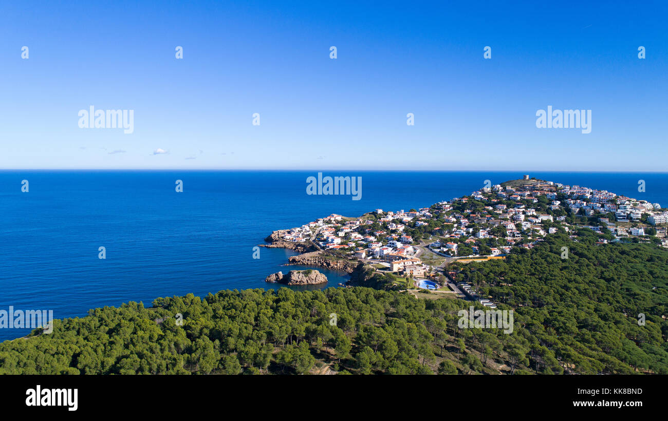 La fotografia aerea di montgo villaggio in Spagna Foto Stock