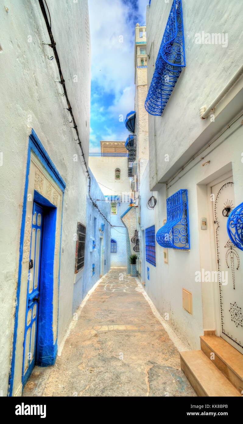 Case tradizionali nella medina di Hammamet, Tunisia Foto Stock