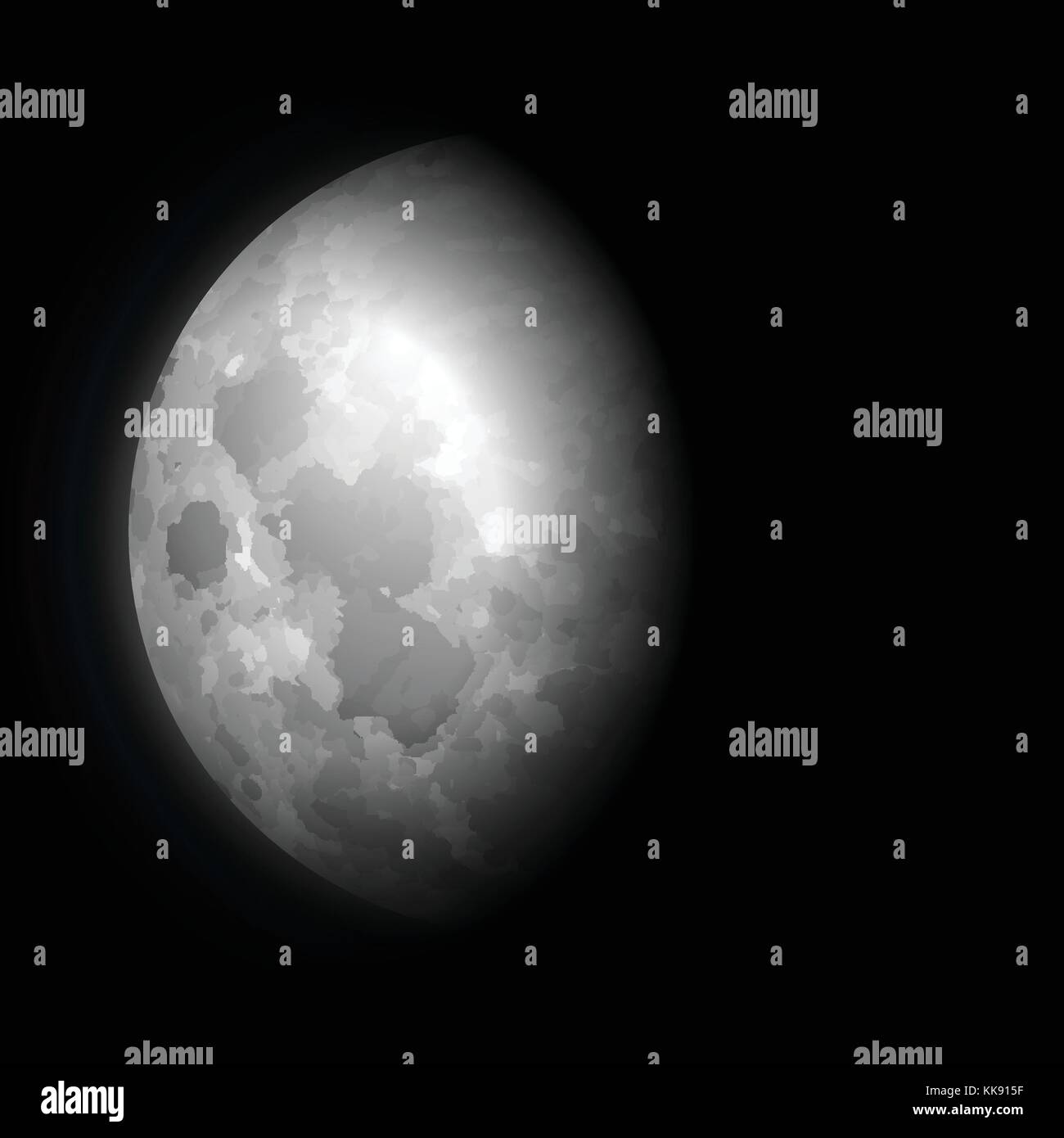 Fase lunare su un cielo nero. Illustrazione Vettoriale