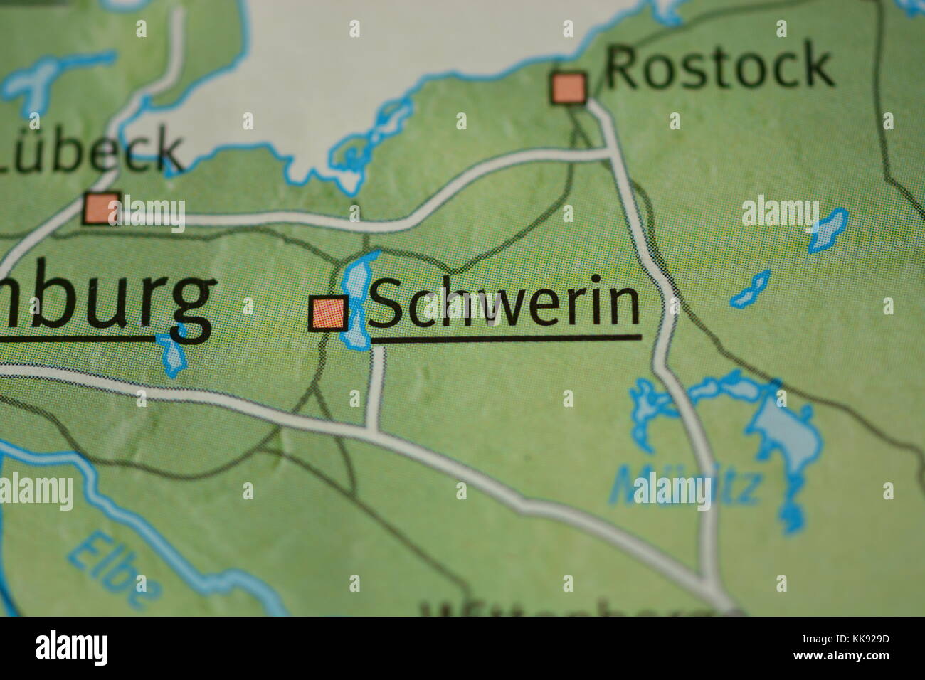 Il nome della città sulla mappa Foto Stock