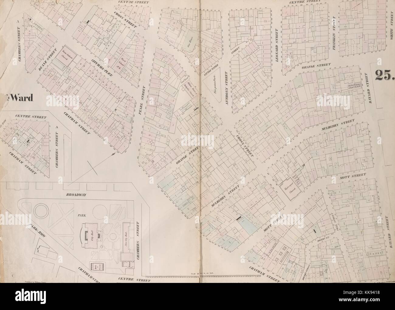 Incisione di una mappa e Atlas, la città di New York, New York, 1867. Dalla Biblioteca Pubblica di New York. Foto Stock