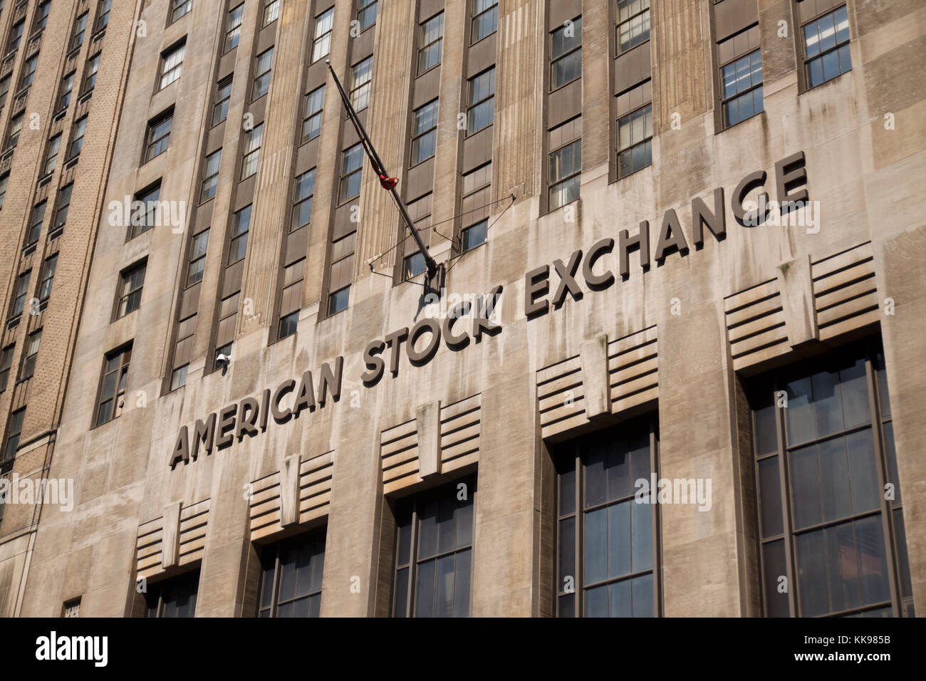 La American Stock Exchange edificio nel quartiere delle finanze di New York. Foto Stock