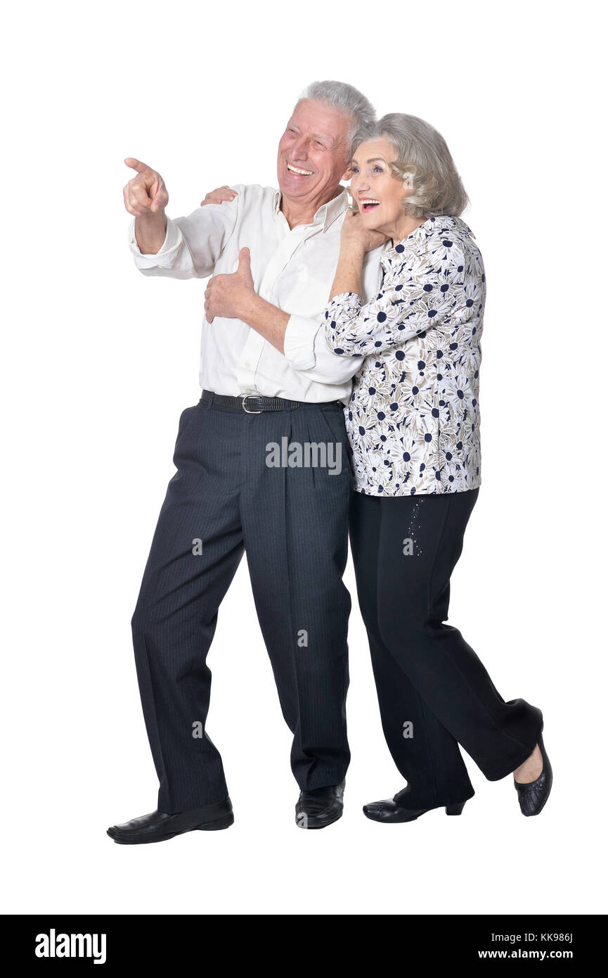 Felice coppia senior in posa Foto Stock