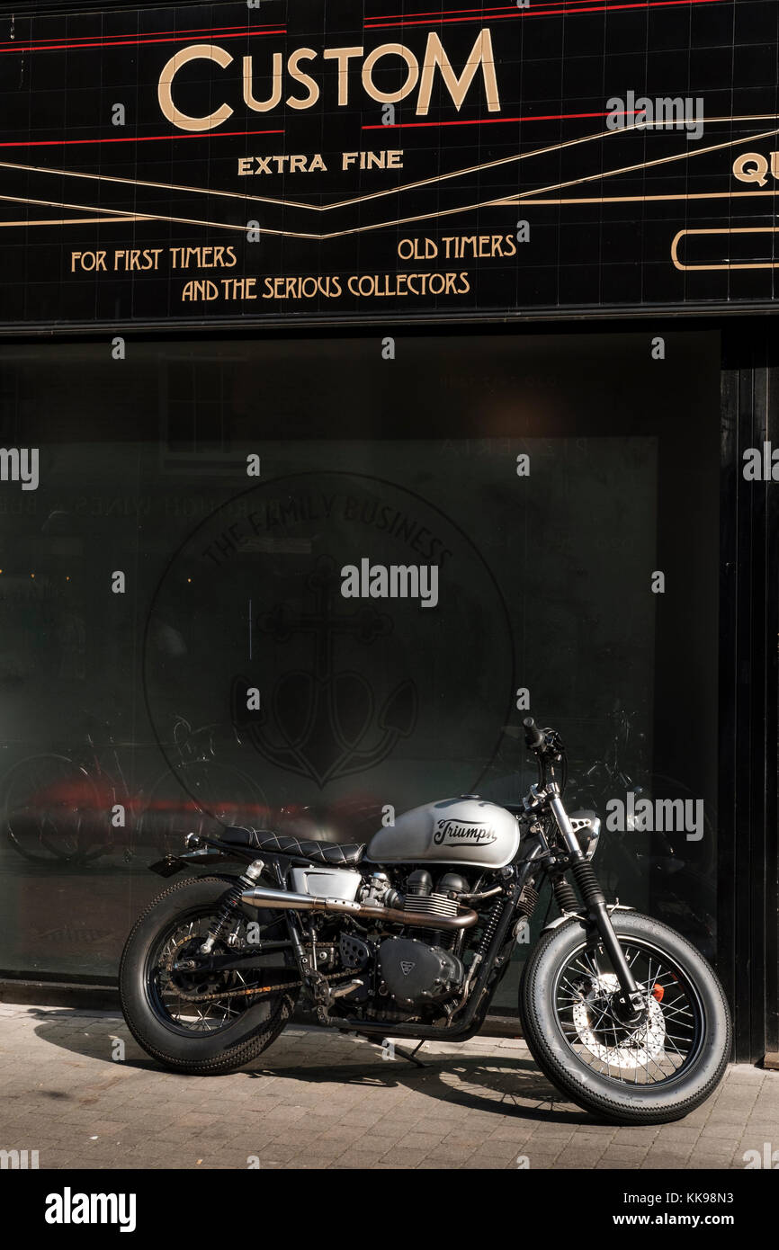 Custom Bikes-Triumph british effettuati a partire bike,Londra,UK Foto Stock