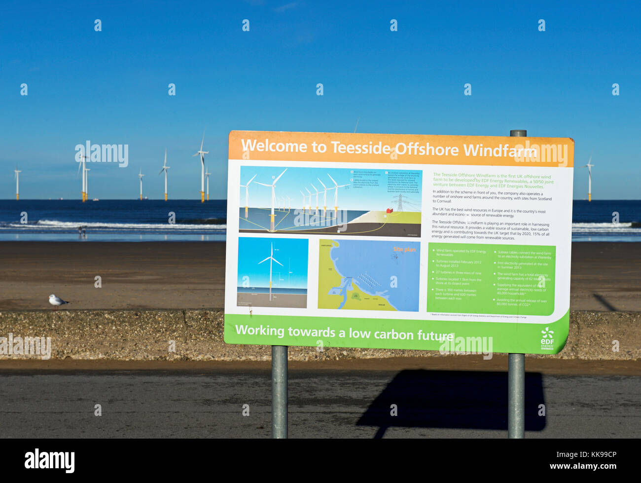 Per centrali eoliche offshore a Redcar, North Yorkshire, Inghilterra, Regno Unito Foto Stock