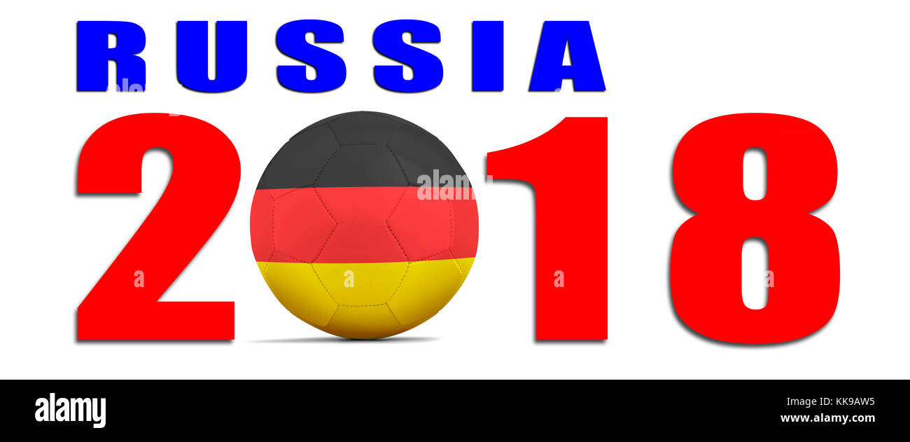 Pallone da calcio isolati con il team di bandiera, Russia 2018. GERMANIA Foto Stock