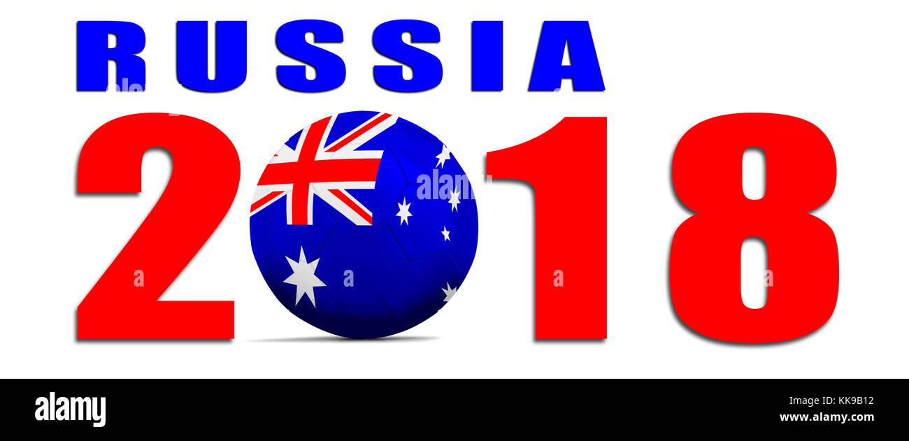 Pallone da calcio isolati con il team di bandiera, Russia 2018. australia Foto Stock