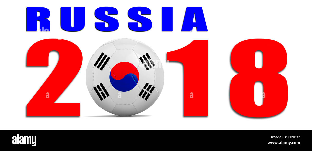 Pallone da calcio isolati con il team di bandiera, Russia 2018. Corea Repubblica Foto Stock
