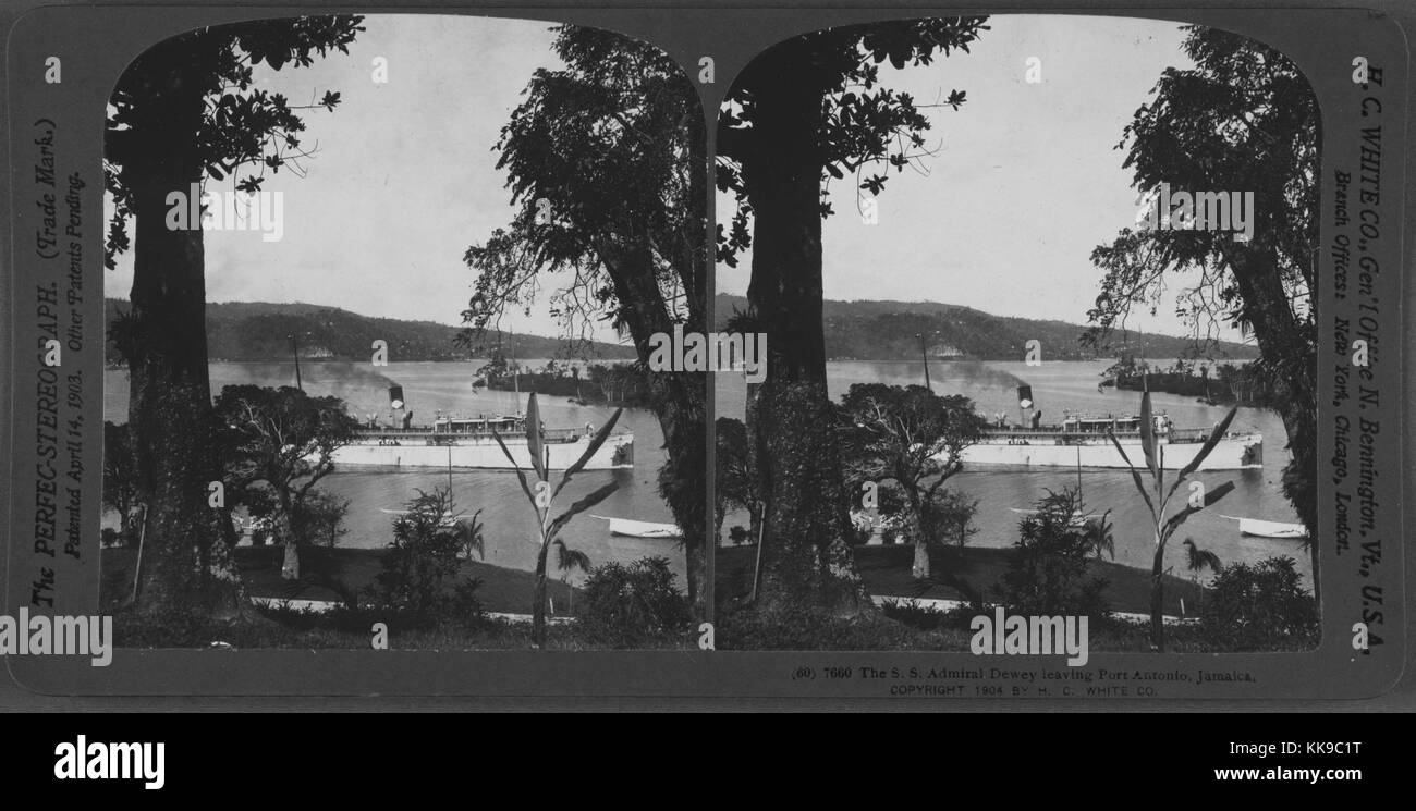 La S. S. Ammiraglio Dewey lasciando Port Antonio, Giamaica, 1904. Dalla Biblioteca Pubblica di New York. Foto Stock