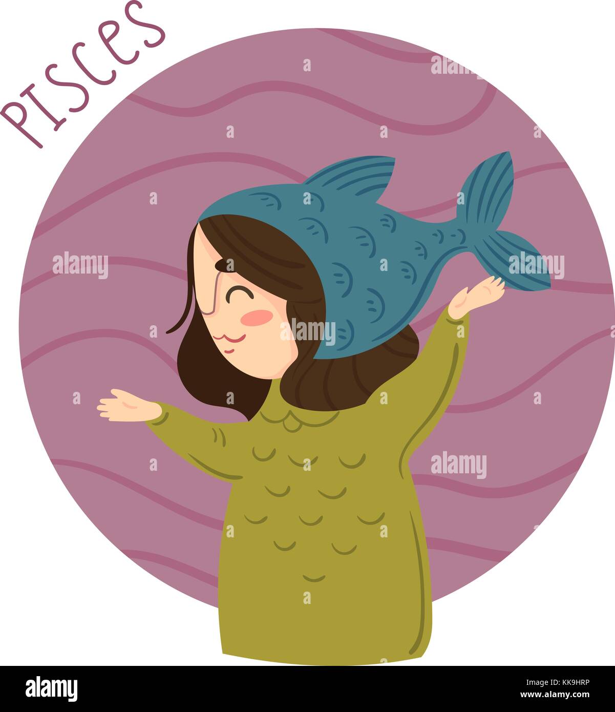 Segno Zodiacale Dei Pesci Con Foglie E Stelle Colorate Intorno Pesci Perfetto Gm1444583278 483249598